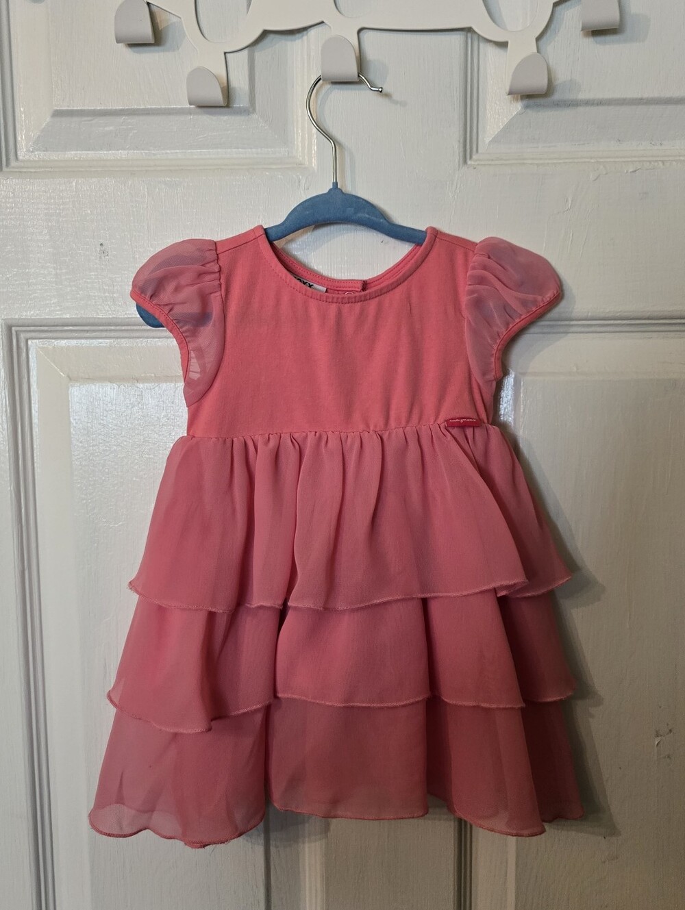 Mexx Pink Tiered Chiffon Party Dress Size 6-9m